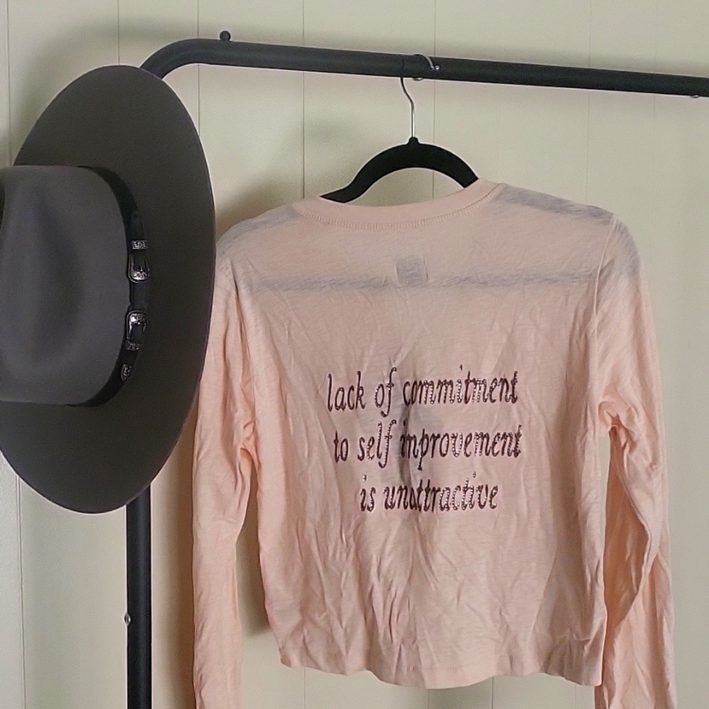 Boys Lie Light Pink Long Sleeve Cropped T-Shirt
